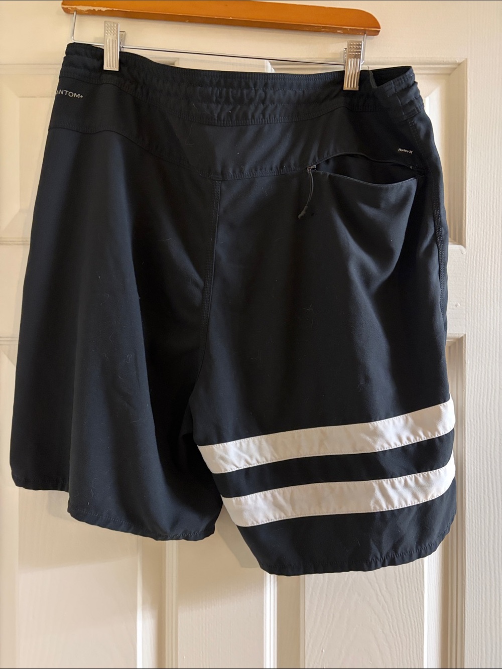 Hurley Black Swim Board Shorts with White Stripe Accents - Picture 3 of 3